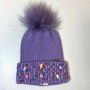 NWT Bari Lynn Beanie Pompom Girl Youth Hat Lavender Purple Sprinkles donut cupca